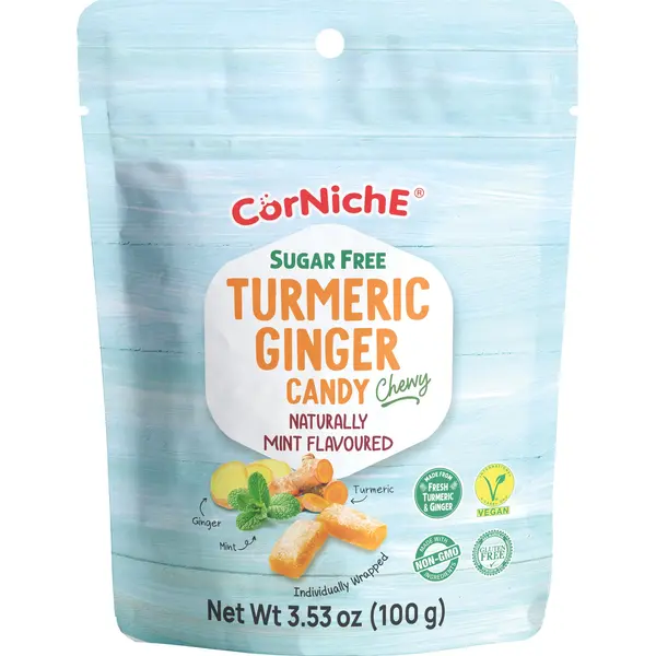 Bonbons Curcuma-Gingembre Menthe Sans Sucre - 100 GR CORNICHE