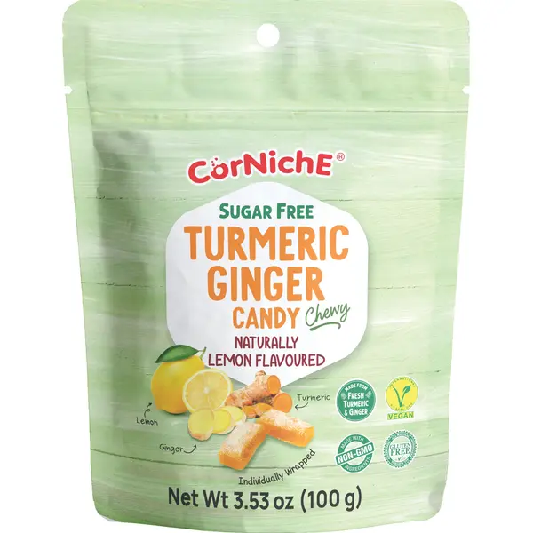Bonbons Curcuma-Gingembre Citron Sans Sucre - 100 GR CORNICHE